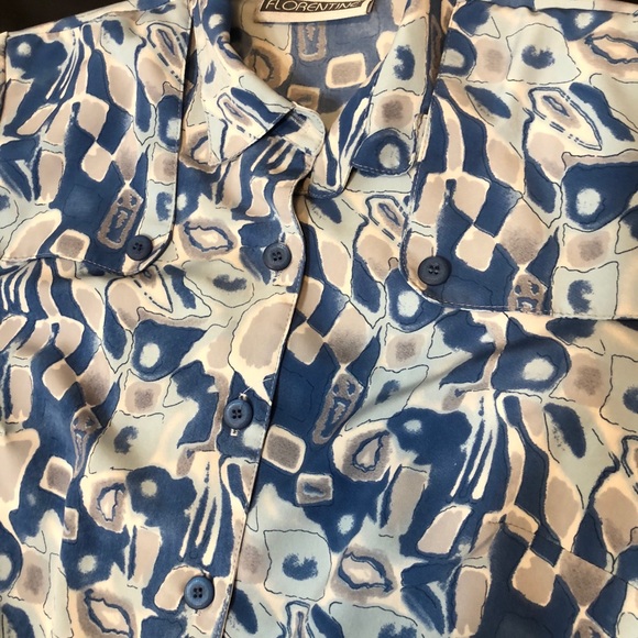 Vintage Florentine blue abstract button up dress - Picture 8 of 10